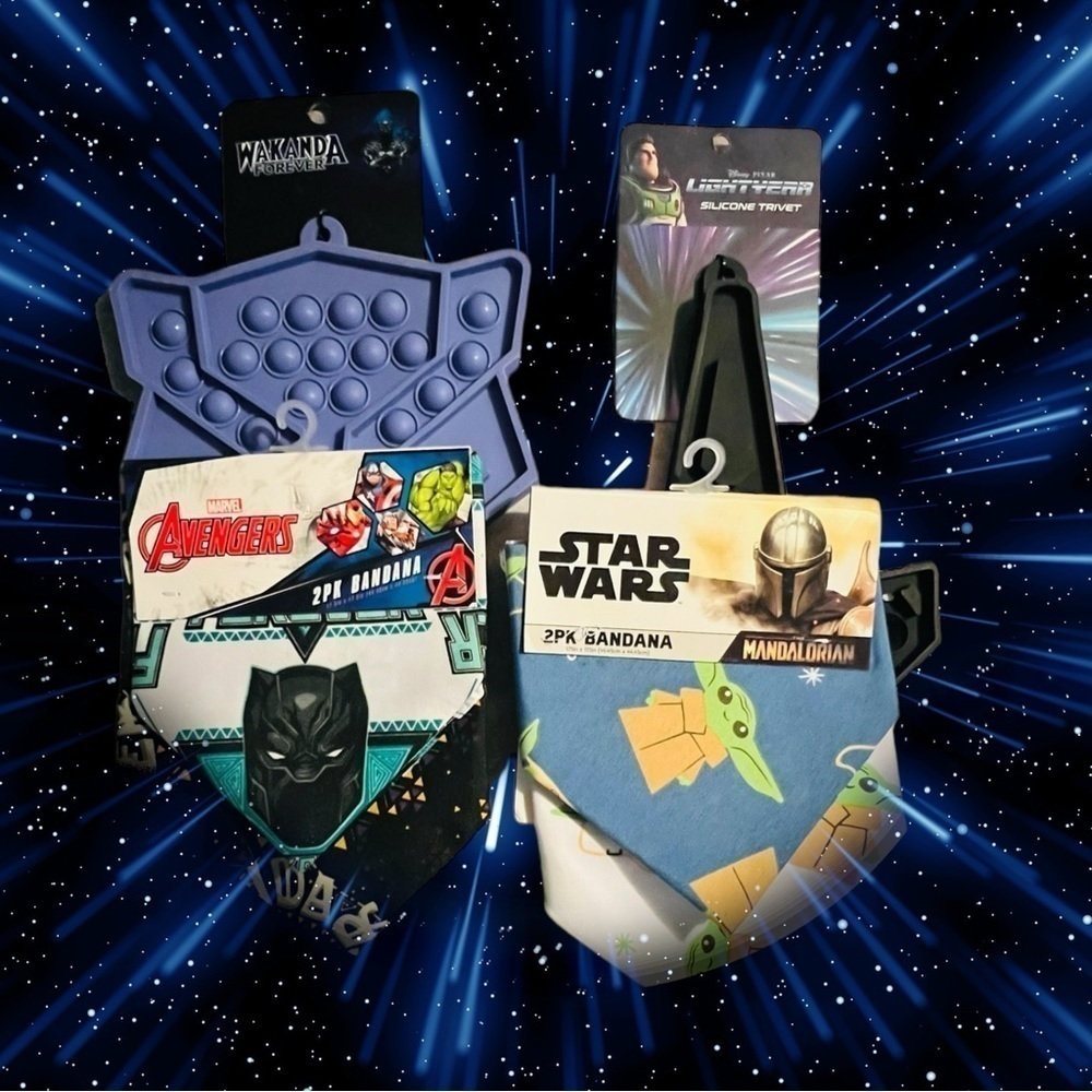 Wakanda Avengers Buzz Lightyear Star Wars Trivet Bandannas Pop it NWT